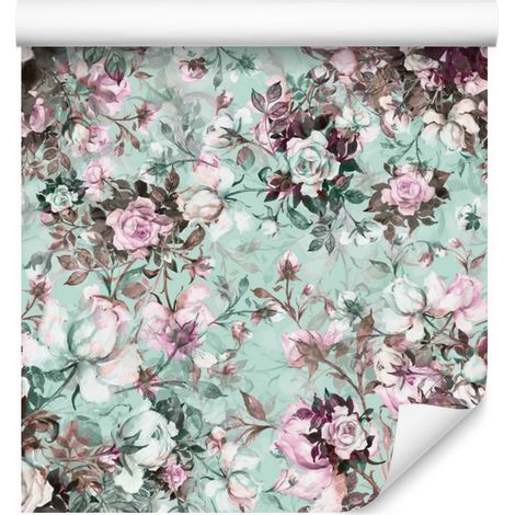 Papel pintado con estampado floral variado para salón y dormitorio, 50x1000 cm. (1/5)