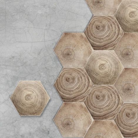 Dalles de sol en vinyle imperméables et antidérapantes hexagonales, PVC, 10 pièces, 20 x 23 cm, pour salon, cuisine, salle de bain, à décoller et à coller (1/5)