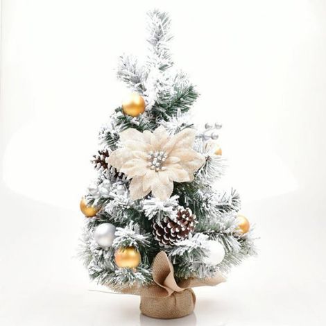 Mini sapin de Noël - - 30 cm - Blanc - Mousse - Décoration de table (1/5)