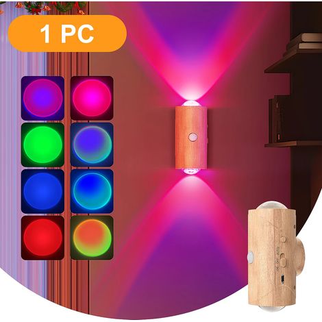 (1 pièce) Veilleuse LED rechargeable avec détecteur de mouvement et éclairage d'ambiance à dégradé RGB (1/5)