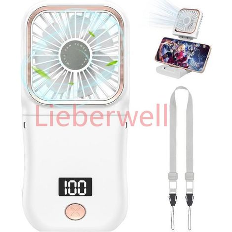 Ventilateur Portatif , GIGICIAL , Mini Pliable , Affichage LED , Rechargeable , Compact Blanc (1/5)