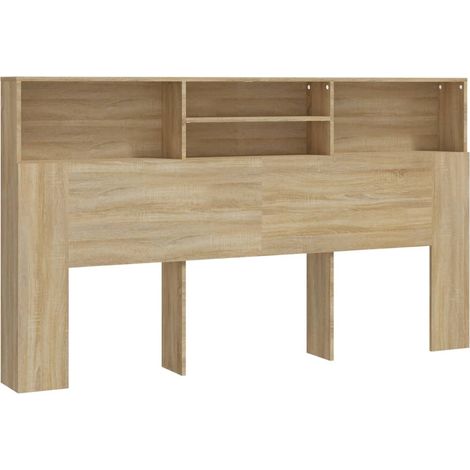 Testiera con accessorio letto contenitore mensola comodino 180 x 19 x 103,5 cm MDF color rovere TDL0200046