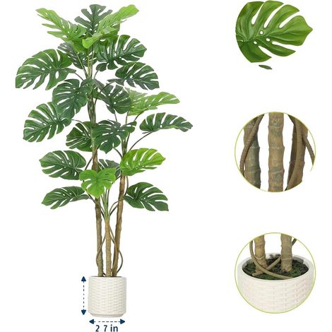 Árbol artificial, hojas realistas, planta decorativa de interior, 180 cm (1/2)