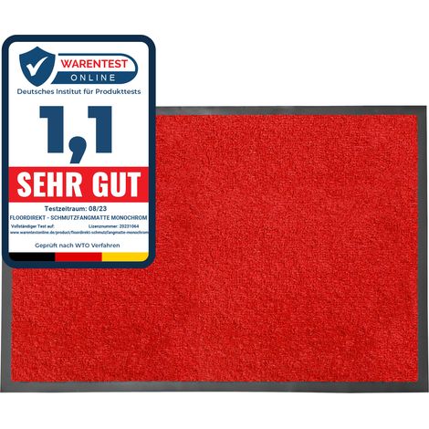 Tapis de Porte Paillasson d'entrée Monochrom Rouge 135 x 200 cm