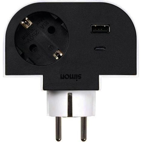 SIMON simon adaptador giratorio plug1t + usb a+c 30 w cl610310