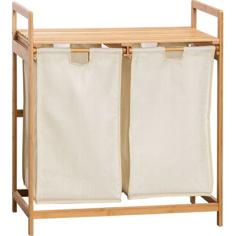 SKLUM Joesh Bambus-Wäschekorb Weiss ↑85 cm                                 