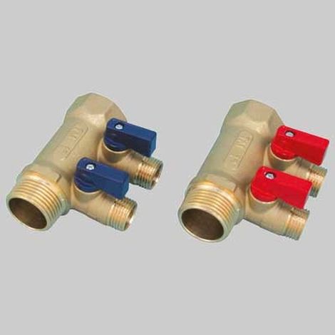 COLLETTORE NINO 1" TIEMME - 3 vie 1/2x16 Leva Blu