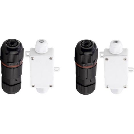 2er Set Anschluss Verbinder / Rundverbinder mit Connection Box & Connector IP65 (1/2)