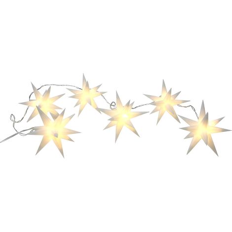 3D Stern Lichterkette mit 6 LED - 150 cm - Garten Weihnachten Deko Beleuchtung für Außen