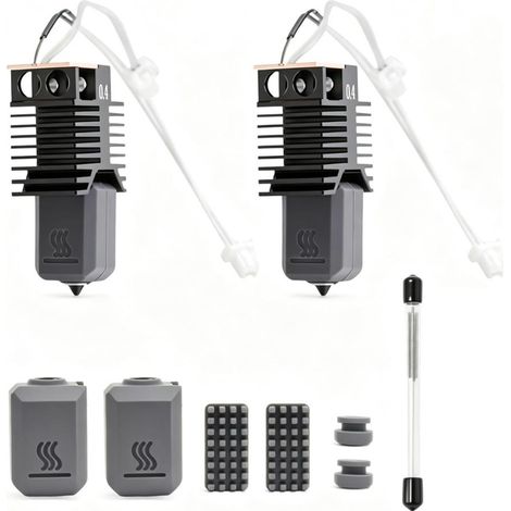 2 ensembles de remplacement Hotend 0,4 mm pour imprimante 3D Snapmaker U1 24 V 48 W Kit d'extrémité chaude de bloc chauffant en céramique avec aiguilles de nettoyage chaussettes en silicone (1/5)