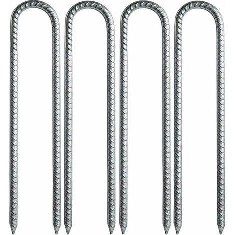 Juego de 4 estacas de tierra en forma de U, de acero galvanizado de alta resistencia para trampolines, tiendas de campaña y jardines. (1/5)