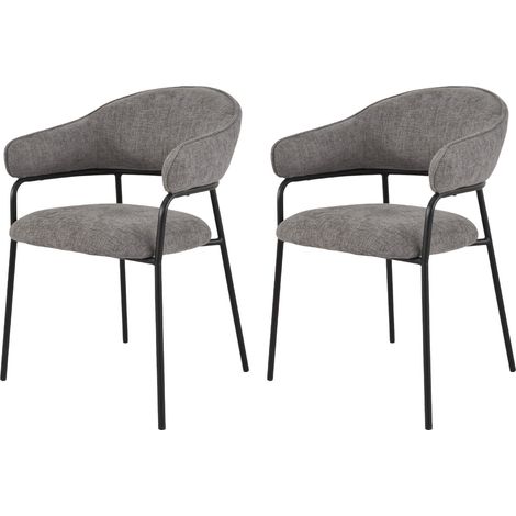 Sedie Rebecca Mobili Jatoba 82,5x57x56,5 Tessuto Poliestere Acciaio Grigio Nero Moderno SET 2 pezzi