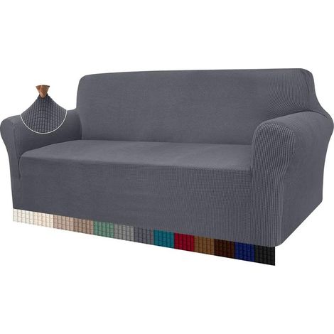 - Housses de canapé extensibles 4 places,super douces,extra larges,pour chiens,animaux domestiques,chats,jacquard,élasthanne,antidérapantes, protection de meubles avec fond élastique (gris) (1/5)