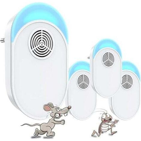 Ultrasonic Mosquito Repellent Plug, Ultrasonic Mouse Fly 4 Pack, Effective Mouse Repellent Device for Repelling Rats, Spiders, Mosquitoes, Mice, Cockroaches Bla MUMU (1/4)