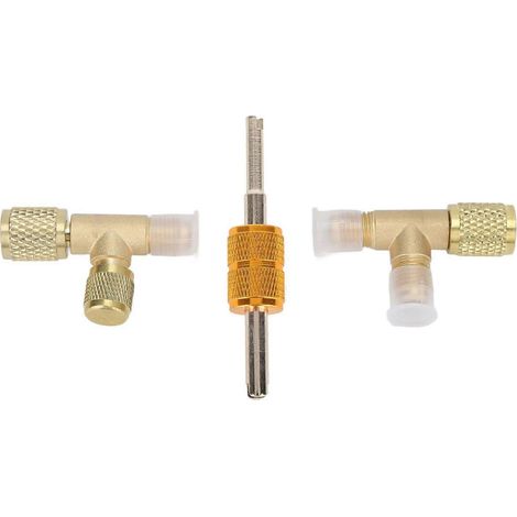 Raccord en T en laiton à noyau de 1/4 po, adaptateur à coupleur rapide, raccords en T d'accès pour manomètre à vide, réfrigérants R22, R12 et R134. (1/5)