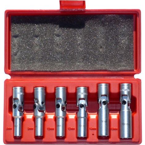 Coffret de 6 douilles articulées pour bougies de préchauffage – Longueur 8-16 mm – 6 pans – Solution compacte sans cardan – Automaster