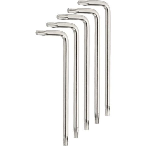 5 x T10 Safety Tamper Proof Torx Star Key Bright Silver (1/5)