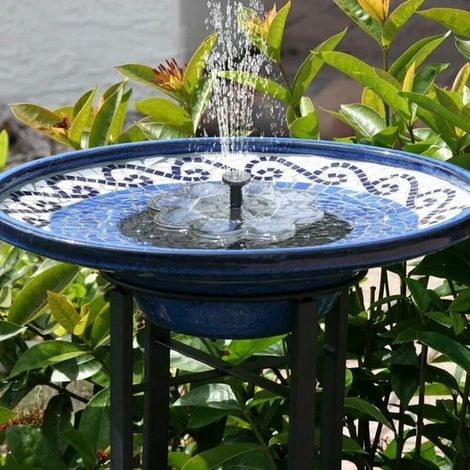 Pompa solare per fontana, abbeveratoio per uccelli, decorazione da giardino, gioco d'acqua per esterni, festa solare in giardino, per laghetto o vasca da bagno, 1,5 W, nero, rotondo, 1 pezzo (1/5)