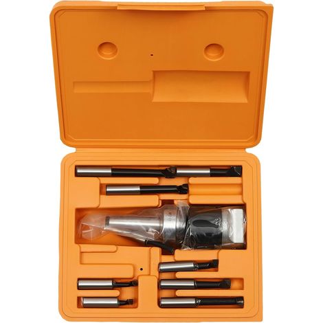 MT2-F1-9pcs Outil de forage, accessoires de fraiseuse et perceuse MT2-F1-9 pièces Orange, noir, argent – Acier – Plage de perçage 10-125 mm Avec sac de transport et clé Allen (1/5)