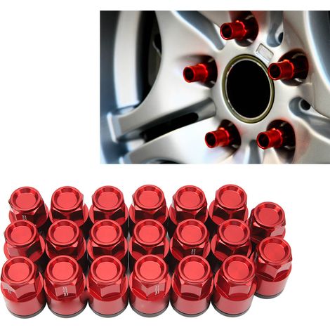 20 Sätze Radmutternbolzen, 19 mm dick und 42 mm lang, M121,5 mit Montagehülsen, rot. (1/5)