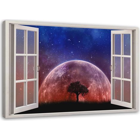 Tableau déco Vue de fenêtre 3D Arbre de lune 90x60 (1/5)