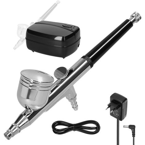 Professionelles Multifunktions-Airbrush-Set mit 18-PSI-Kompressor, 3-stufiger Pumpe und Airbrush-Stift für Modellautos, Make-up, Nageldesign, Malerei und Tortendekoration. Verwendung mit einem Farbbec (1/3)
