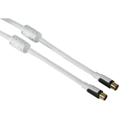 Câble Coaxial - 1,5 M - Mâle Femelle - Impédance 75 Ohm - Plaqué Or - Blanc - Lot De 20