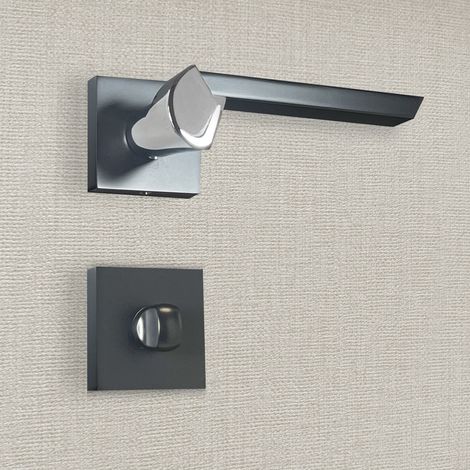 Poignée de porte design à condamnation aspect noir et chrome brillant Melissa-KATCHMEE