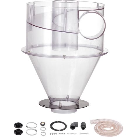 Séparateur de poussière cyclonique, filtre cyclonique ABS pour dépoussiéreur 101,6 mm, avec adaptateur 50 mm, tuyau 2 m, pour aspirateurs atelier humide/sec, convient aux réservoirs 18,9-37,85 L (1/5)