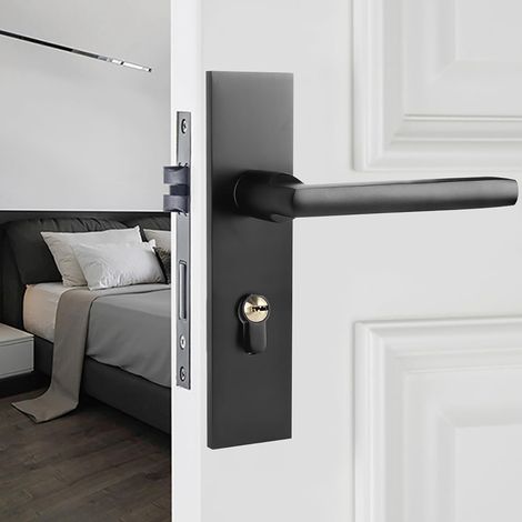 Kit Cylinder Handle Black Latch Storm Core Door Lock with Set Portable