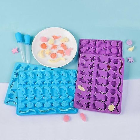Moule en silicone pour bonbons mous animaux marins (4 pièces) - Dauphin, chocolat, gelée, pudding - Résistant aux hautes températures, qualité alimentaire, à l'abrasion. (1/5)