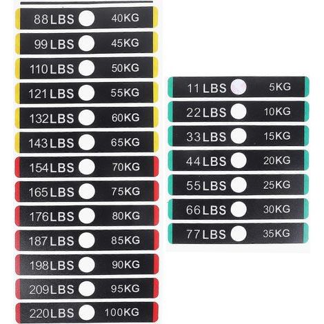 feuille d'étiquettes adhésives pour poids de musculation, étiquettes autocollantes pour équipement, onglets autocollants-11.90X1.80X0.01CM (1/4)