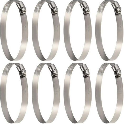 8 pcs Collier Tuyau, réglable 91–114 mm en acier inoxydable Colliers de serrage de Tailles Pour Fixer Tuyaux Souples et Durites (1/5)