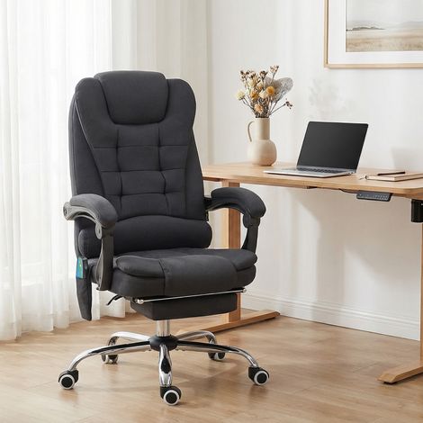 Sedia da ufficio con funzione massaggio, sedia ergonomica da scrivania con funzione reclinabile e riscaldante, regolabile in altezza, nera