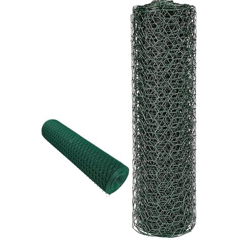 Valla de malla hexagonal, 25 m de largo, 1 m de alto, ancho de malla de 25 mm, diámetro del alambre de 0,7 mm, recubierta de PVC. (1/4)