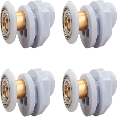 Roulettes Porte de Douche, 4 Pièces Roulette Porte Coulissante Douche en Laiton, Roulette Porte Coulissante, pour Remplacement de Do (1/5)