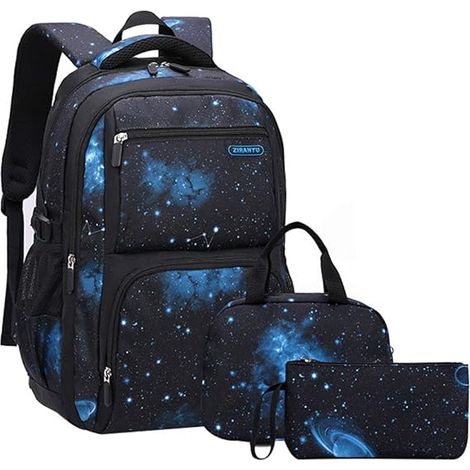 Sac à dos à motif galaxie pour garçons (primaire, collège, lycée, lycée, sac pour ordinateur portable)