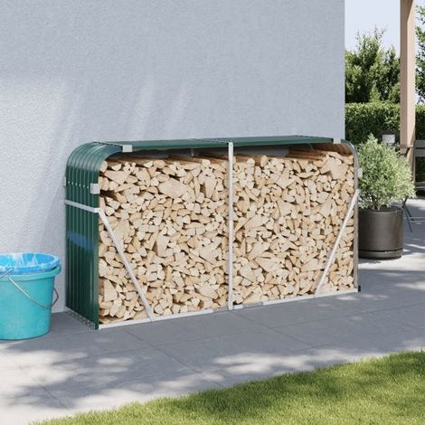 364544 Porte-bches vert 180x45x100 cm acier galvanisé (1/5)