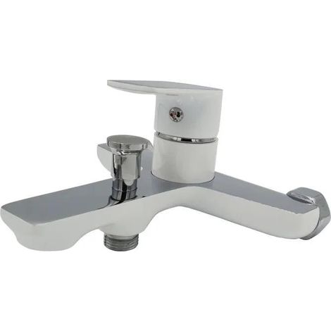 Invena Dokos grifo de bañera blanco y cromo compacto