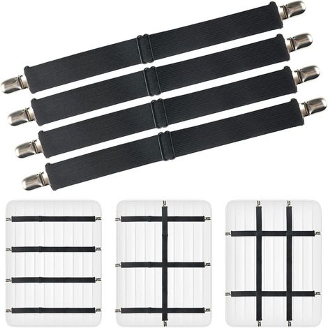 4-teiliger Spannbettlakenhalter, 54–220 cm, verstellbare Bettlakenhalter, Lakenklammern, elastische Bettdeckenhalter, für Matratze, Bügelbrett oder Sofa