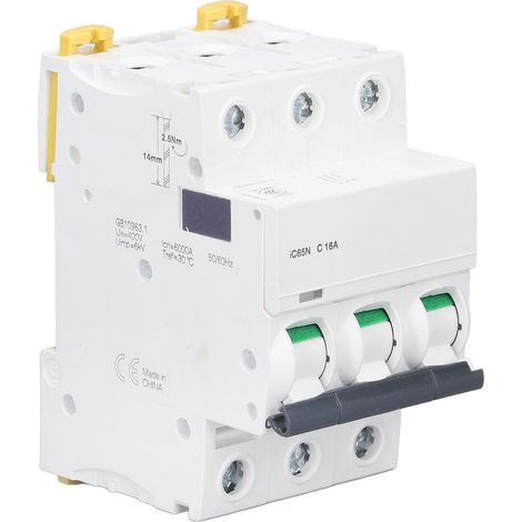Modularer 3-poliger DIN-Schienen-Leistungsschalter 400 V 16 A mit Niederspannungs-Überlastschutzschalter (1/5)