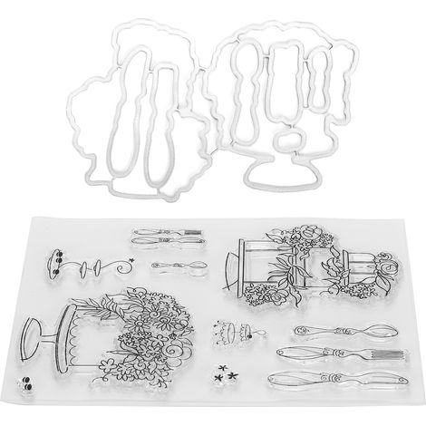 Motif de décoration pour vaisselle de scrapbooking en TPR transparent gaufré avec moule de découpe (1/5)