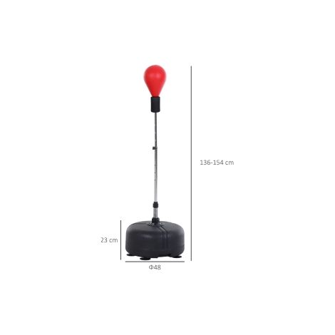 Punching-ball sur pied rouge réglable de 136 à 154 cm avec gants de boxe pour la maison, la salle de sport et l'entraînement (1/5)