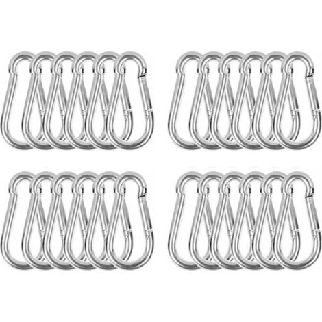 Aamunpa-M6 Mousqueton Inox, 24 PCS Mousqueton de Fixation pour Charges Lourdes - Mousqueton en Acier Inoxydable Capacité de Charge de 120 kg/260 lb, 304 Crochet Mousqueton Balancoire - 60mm x φ6 mm (1/4)
