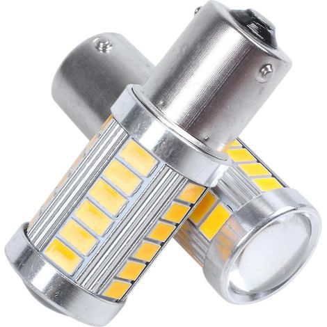 2 ampoules LED ambrées 1156PY BAU15S PY21W 33 SMD pour clignotants, feux de freinage et feux de recul de voiture (1/5)