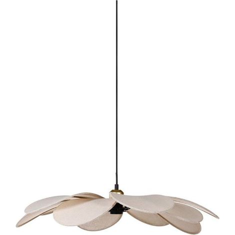 Suspension métal et lin Petite Margaux D60 – Couleur écru – Dimensions D. 60 x H. 11 cm – Douille E27 Max. 60W – Ostaria (1/5)