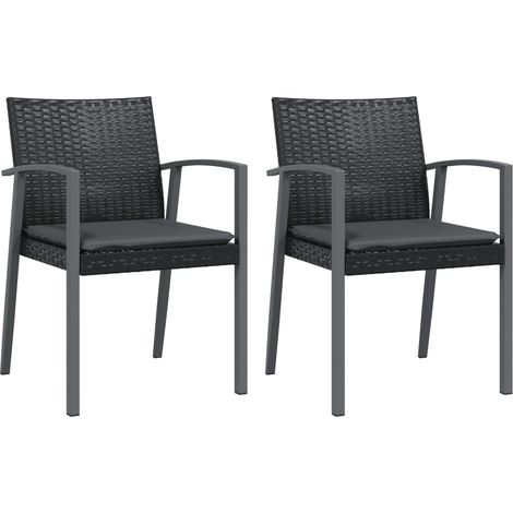 Maison Exclusive - Gartenstühle mit Kissen 2 Stk. Schwarz 56,5x57