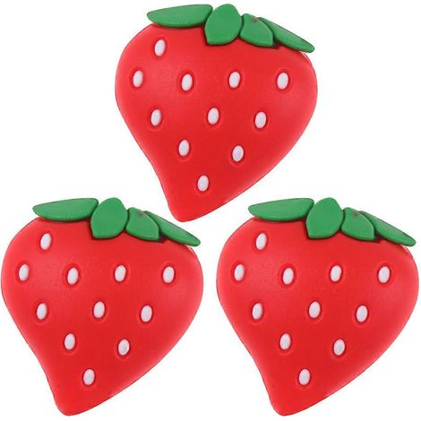 Lot de 3 enrouleurs de câble de protection à motif fruité, protège-câble d'écouteurs, joli manchon de protection (fraise)