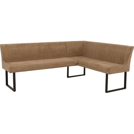 Banquette d’angle banquette de salle à manger jusqu’à 5 personnes assise rembourrée tissu chenille marron clair et fer 040009178 (1/5)