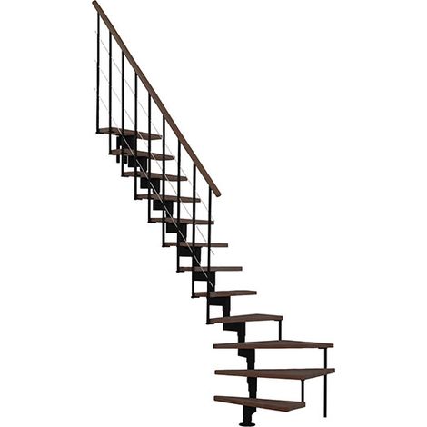 Scala a quarto di giro 10 gradini - Altezza raggiungibile 1.85 a 2.34mm - Struttura nera e gradini in colore noce - STYLE-L-SNMNOY-10